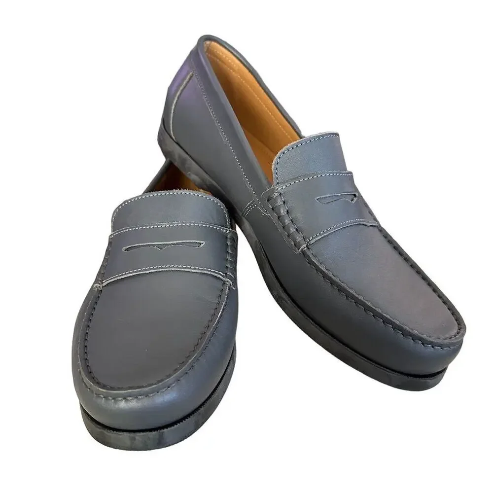 Hugs and Co Men's Gray Leather Loafers Size 12 Casual Shoes penny loafers - Picture 3 of 12